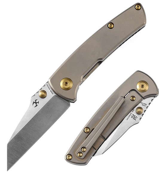 Kansept Little Main Street Framelock Folding Knife, CPM-S35VN, Bronze Titanium, K2015A2