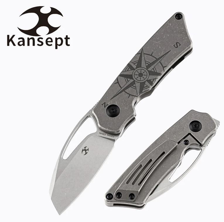 Kansept Goblin Flipper Framelock Knife, CPM S35VN, Titanium, K2016A4