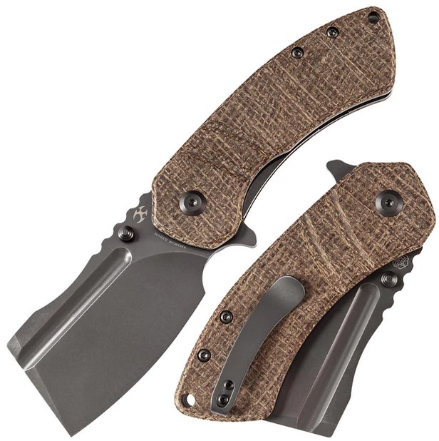 Kansept M+ Korvid Flipper Folding Knife, CPM-S35VN, Micarta Brown, K2030C4U