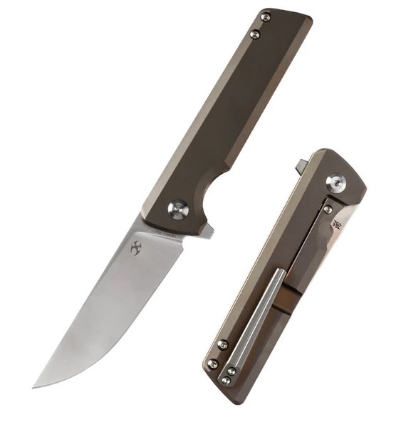 Kansept Anomaly Framelock Flipper Folding Knife, CPM-S35VN, Titanium Bronze, K2038A1