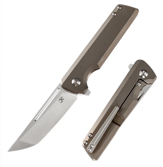 Kansept Anomaly Framelock Flipper Folding Knife, CPM-S35VN, Bronze Titanium, K2038T1