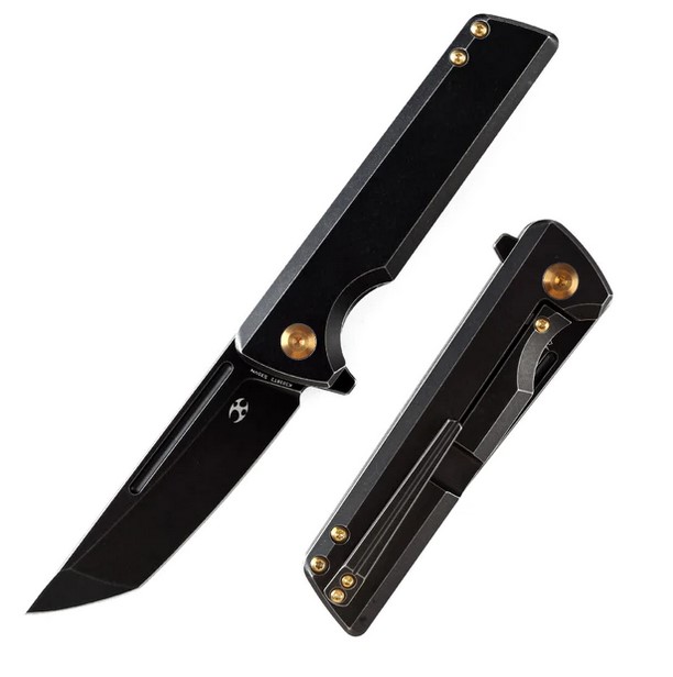 Kansept Anomaly Flipper Framelock Knife, CPM-S35VN Black, Titanium Black, K2038T2