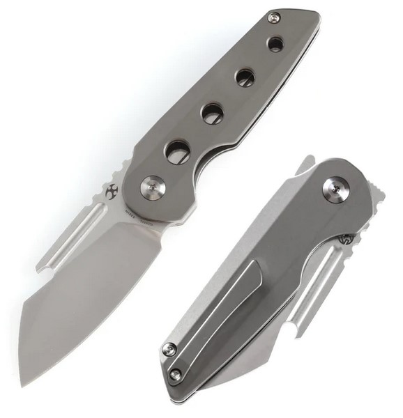 Kansept Rafe Flipper Folding Knife, CPM-S35VN Steel, Titanium, K2048A1