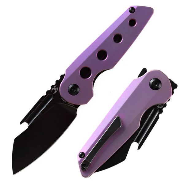 Kansept Rafe Flipper Folding Knife, CPM-S35VN Steel, Titanium Purple, K2048A4