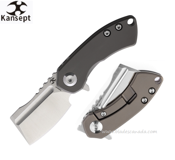 Kansept Mini Korvid Flipper Framelock Knife, CPM S35VN, Titanium Bronze, K3030A3