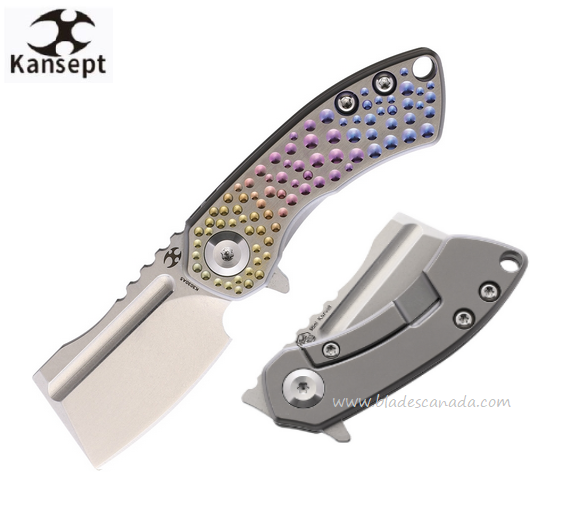 Kansept Mini Korvid Flipper Framelock Knife, CPM S35VN SW, Titanium Gradient, K3030A5