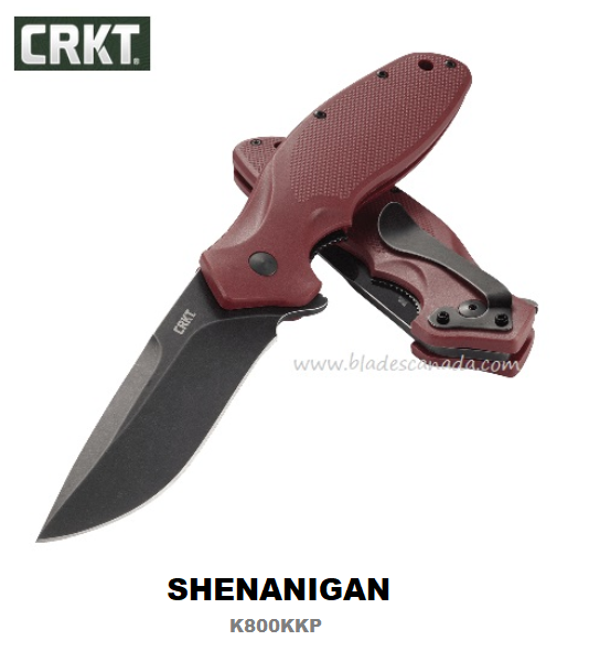 CRKT Shenanigan Flipper Folding Knife, Assisted Opening, 1.4116 Steel, GFN Maroon, CRKTK800KKP