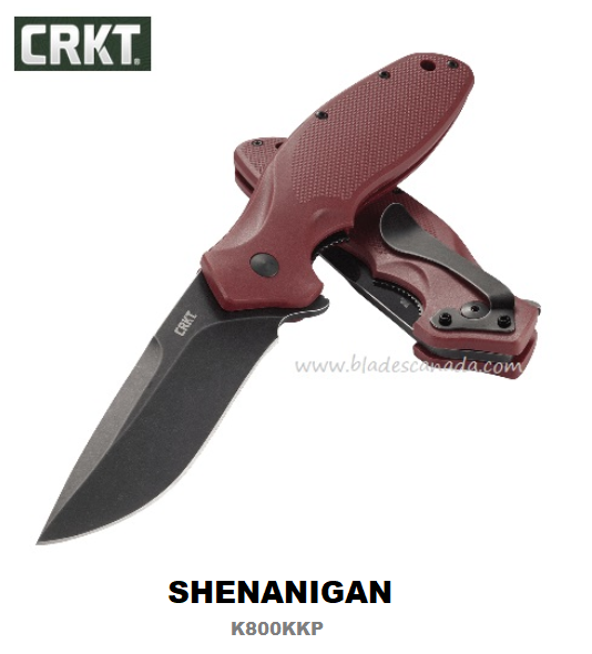 CRKT Shenanigan Flipper Folding Knife, Assisted Opening, 1.4116 Steel, GFN Maroon, CRKTK800KKP - Click Image to Close