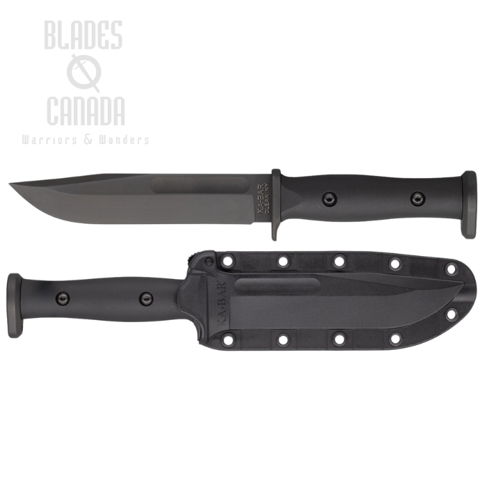 Ka-Bar Slabby Fixed Blade Knife, 1095 Black, GFN Black, Kydex Sheath, 1310