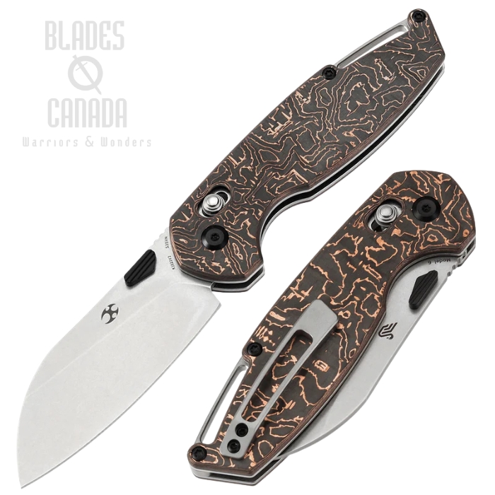 Kansept Model 6 Crossbar Lock Folding Knife, S35VN Stonewash, Carbon Fiber Copper, K1022V2