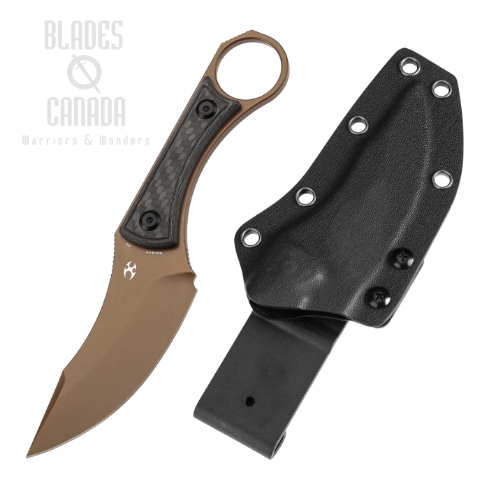Kansept Niko Fixed Blade Knife, D2 Rose Gold, Carbon Fiber Black, Kydex Sheath, G004A9