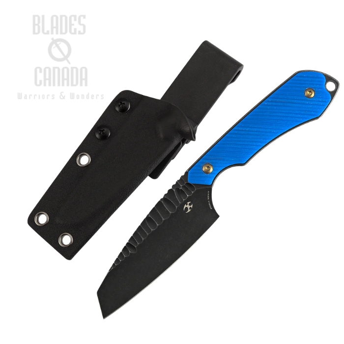 (image for) Kansept Valk Fixed Blade Knife, Nitro V Black, G10 Dark Blue, Kydex Sheath, G019A4