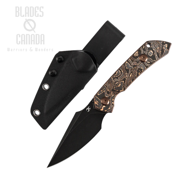 (image for) Kansept Fenrir Fixed Blade Knife, D2 Blackwash, Copper Carbon Fiber, Kydex Sheath, G3034A2
