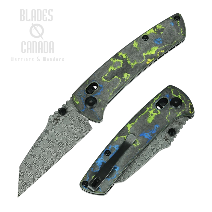 (image for) Kansept Little Main Street Crossbar Lock Folding Knife, Damascus, Carbon Gecko Camo, K1015V5