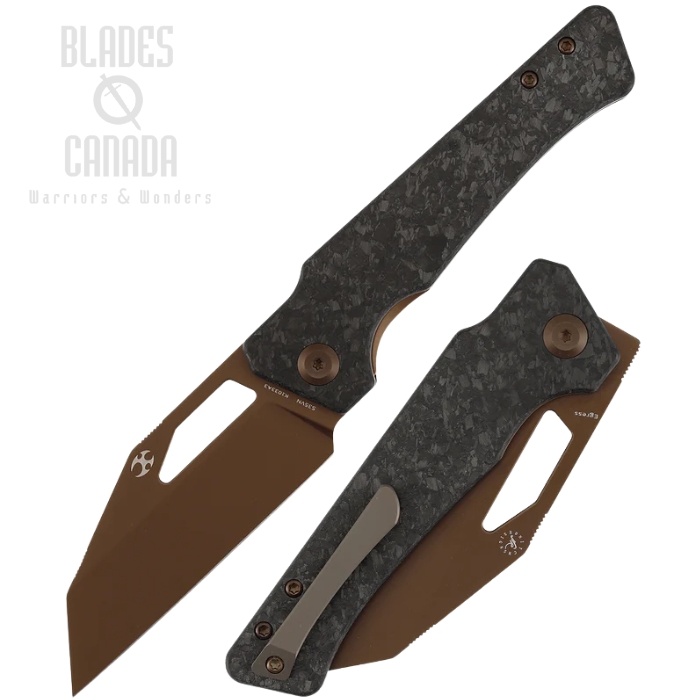 (image for) KANSEPT Egress Front Flipper Folding Knife, S35VN Rose Gold, Carbon Fiber Rose Gold/Black, K1033A3