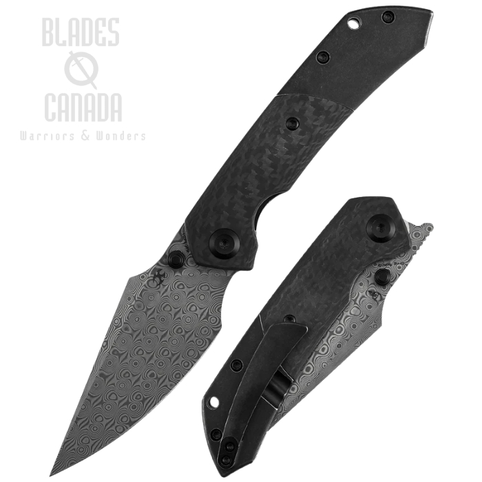 (image for) Kansept Fenrir Folding Knife, Damascus, Titanium Black/CF w/G10, K1034D1