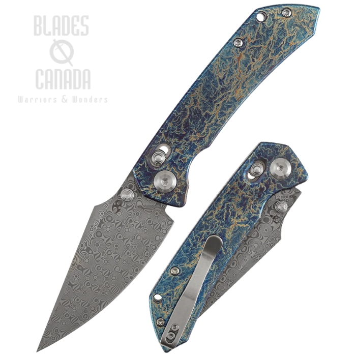 Kansept Fenrir Crossbar Lock Folding Knife, Damascus, Titanium Lightning Strike, K1034V10 (image for) Kansept Fenrir Crossbar Lock Folding Knife, Damascus, Titanium Lightning Strike, K1034V10