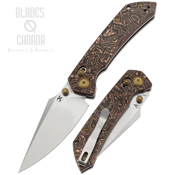 Kansept Fenrir Crossbar Lock Folding Knife, S35VN Stonewash, Carbon Fiber Copper, K1034V3
