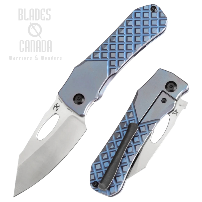 Kansept Loki Frame Lock Folding Knife, S35VN Satin, Titanium Blue, K1058B6