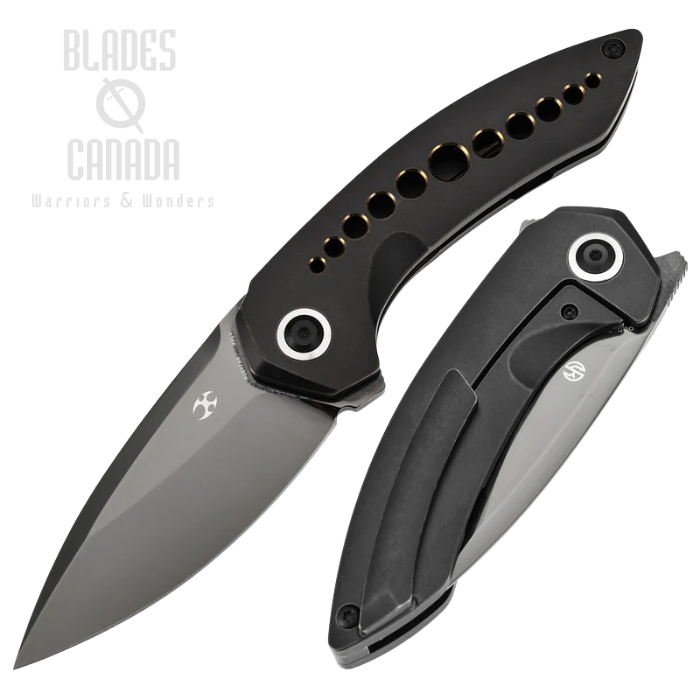Kansept ODD 21 Flipper Frame Lock Knife, CPM 20CV Mirror DLC, Titanium Black, K1077A6