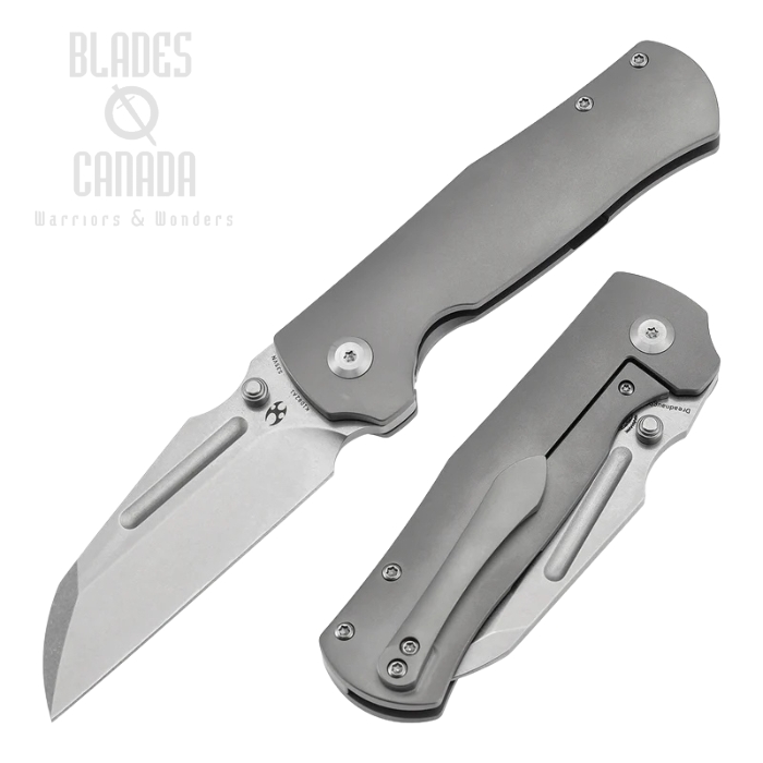 Kansept Dreadnaught Frame Lock Folding Knife, S35VN Stonewash, Titanium Stonewash, K1082A1