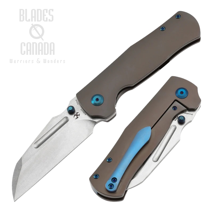Kansept Dreadnaught Frame Lock Folding Knife, S35VN Stonewash, Titanium Bronze, K1082A3