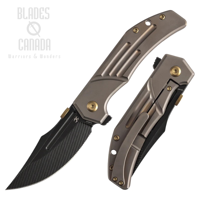 (image for) Kansept Orion Flipper Frame Lock Knife, S35VN Blackwash, Titanium Bronze Anodized, K1089A5
