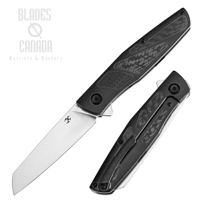 Kansept Cru Flipper Frame lock Knife, S35VN Stonewash, Titanium/CF Black, K1092A5