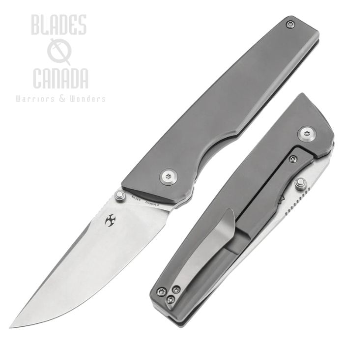 Kansept Chimera Frame Lock Folding Knife, S35VN Stonewash, Titanium Stonewash, K1096A2