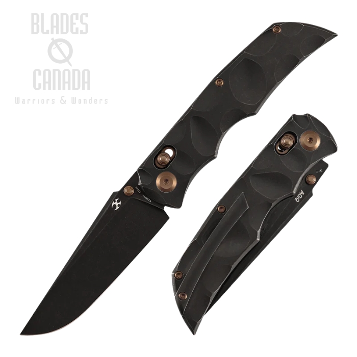 (image for) Kansept SIF Crossbar Lock Folding Knife, S35VN Black, Titanium Blackwash w/Dimples, K1100V3
