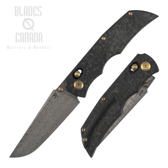 (image for) Kansept SIF Crossbar Lock Folding Knife, Damascus, Carbon Fiber Shred, K1100V4