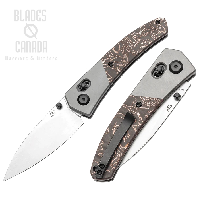 Kansept Dako Crossbar Lock Folding Knife, S35VN SW, Titanium Copper/CF, K1101V2