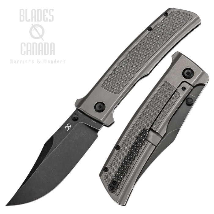 Kansept Bison Frame Lock Folding Knife, S35VN Blackwash, Titanium Grey, K1108A3