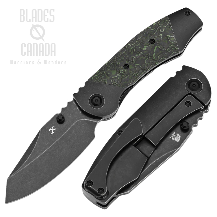 Kansept Caveman Frame Lock Folding Knife, CPM20CV Blackwash, Titanium Black/Fatcarbon Jungle, K1110B2