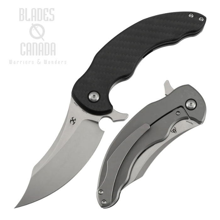 (image for) Kansept Gilgamesh Flipper Frame Lock Knife, S35VN Stonewash, Carbon Fiber/Titanium, K1128A1