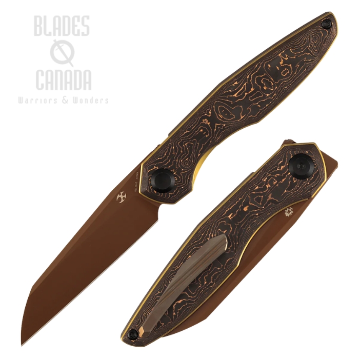 (image for) Kansept Halide Flipper Folding Knife, S35VN Rose Gold, Carbon Fiber Copper, K1136A5