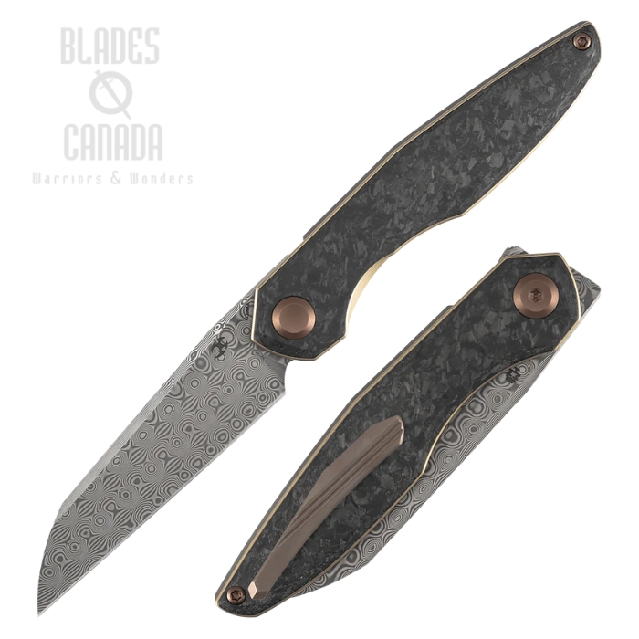 Kansept Halide Flipper Folding Knife, Damascus, Carbon Fiber Shred, K1136A6 (image for) Kansept Halide Flipper Folding Knife, Damascus, Carbon Fiber Shred, K1136A6