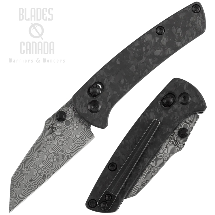 (image for) Kansept Little Main Street Crossbar Lock Folding Knife, Damascus, Carbon Fiber Shred, K2015V7