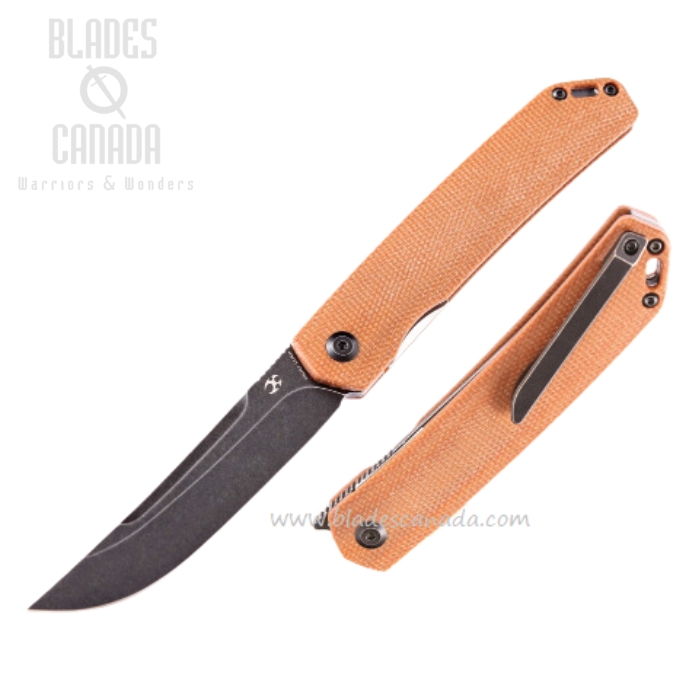 Kansept Hazakura Flipper Folding Knife, 154CM, Micarta Brown, T1019C5