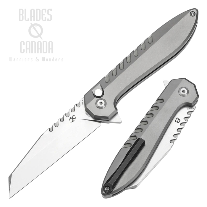 Kansept Kosame Flipper Button Lock Knife, 154CM Stonewash, Titanium SW/G10 Jade, T1093F6