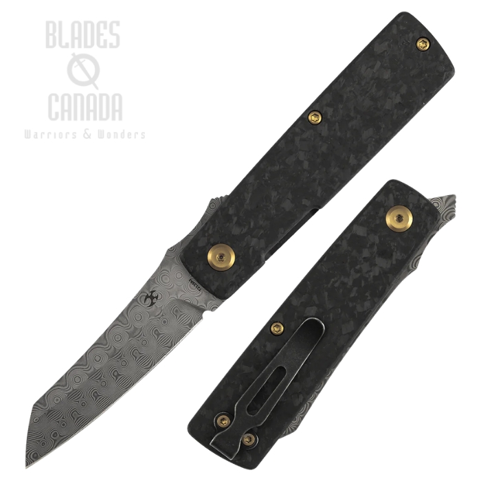 (image for) Kansept Higonokami Flipper Folding Knife, Damascus, Carbon Fiber Shred, T2135A1