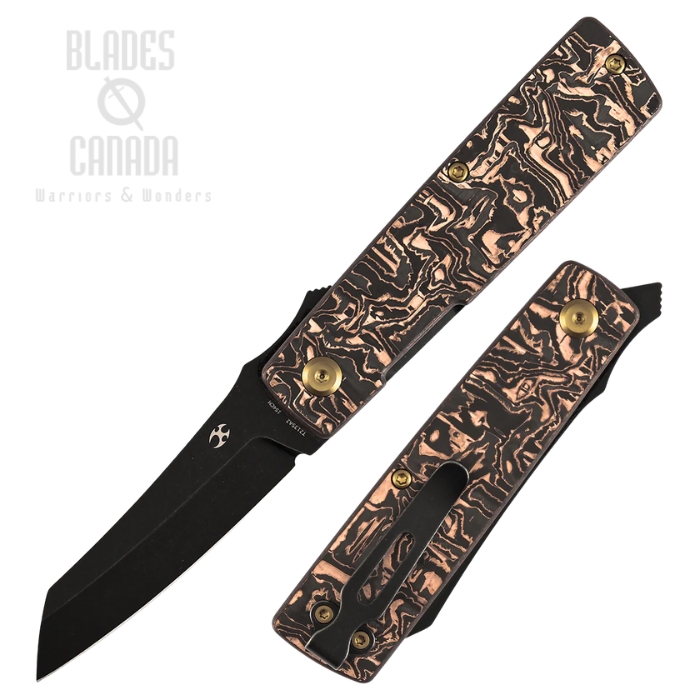 (image for) Kansept Higonokami Flipper Folding Knife, 154CM Black, Carbon Fiber Copper, T2135A2