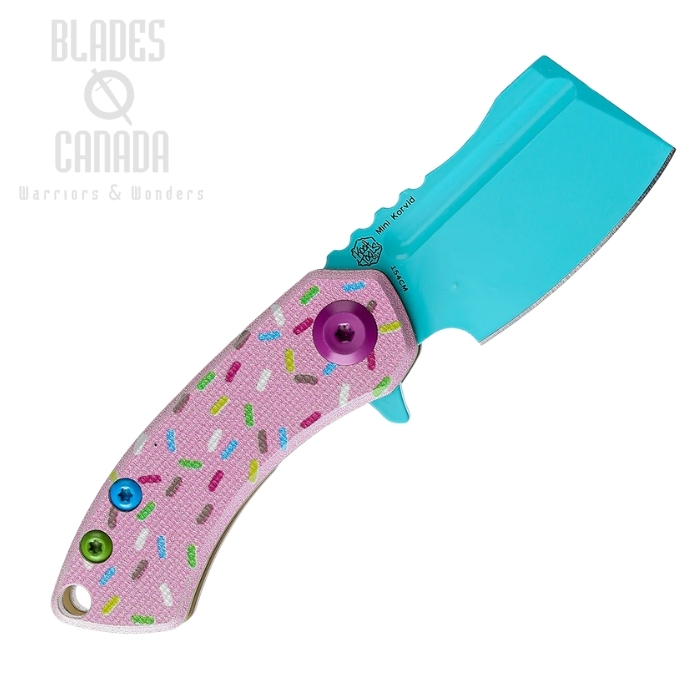 (image for) Kansept Mini Korvid Flipper Folding Knife, 154CM Blue, G10 Dessert Donut Pink, T3030B1