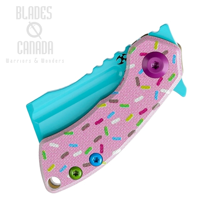(image for) Kansept Mini Korvid Flipper Folding Knife, 154CM Blue, G10 Dessert Donut Pink, T3030B1