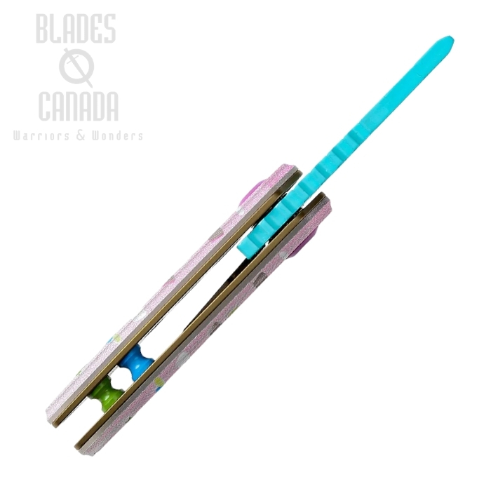 (image for) Kansept Mini Korvid Flipper Folding Knife, 154CM Blue, G10 Dessert Donut Pink, T3030B1