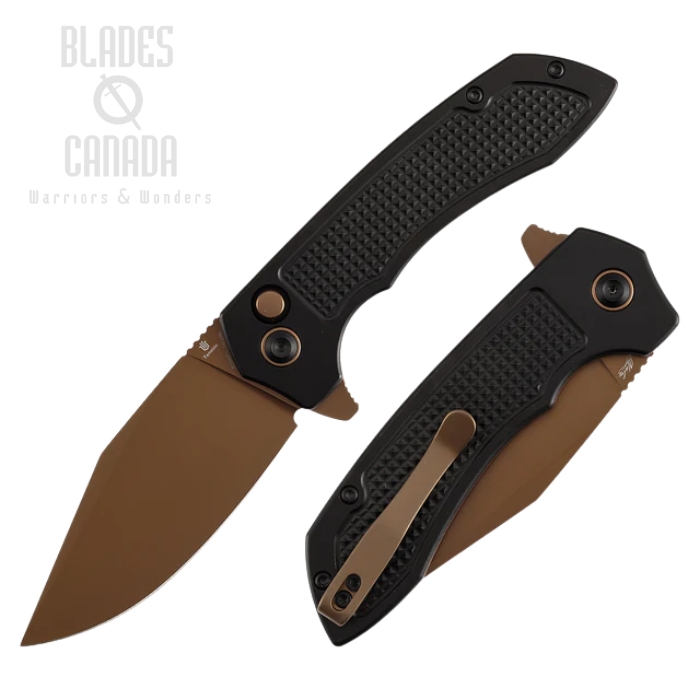 (image for) Tenable Entity Button Lock Folding Knife, 14C28N Rose Gold, Aluminum Black, B1036F1