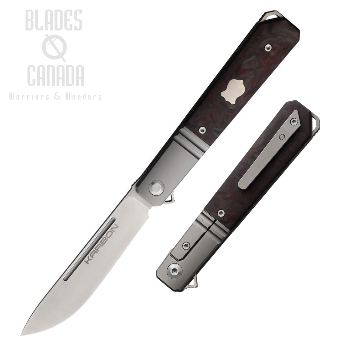 Karbon Flatline Flipper Framelock Knife,154CM Satin, Titanium/Carbon Fiber, KARB115