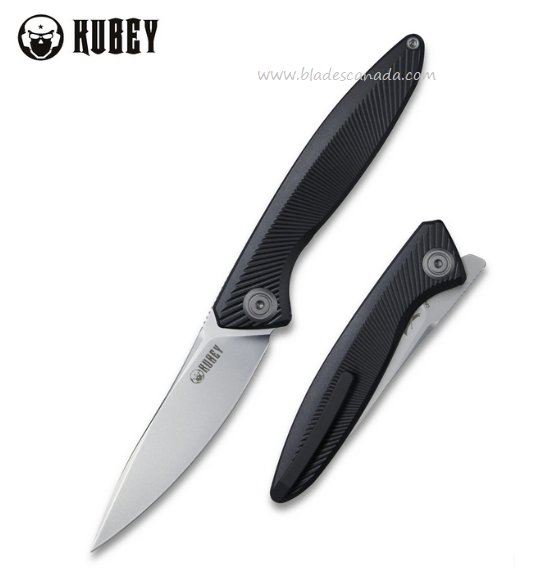 Kubey Pike Flipper Folding Knife, CPM 20CV, Titanium Black, KB2103B