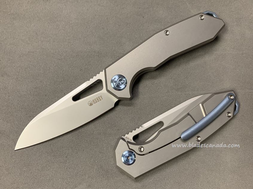 Kubey Vagrant Framelock Folding Knife, AUS 10, Titanium, KB284C