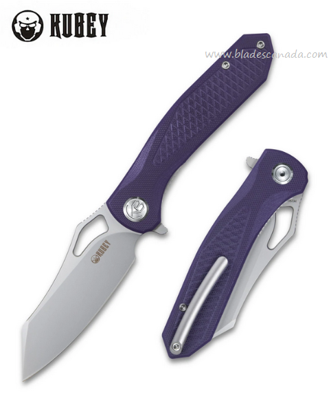 Kubey Drake Flipper Folding Knife, Bohler M390, G10 Purple, KB310G
